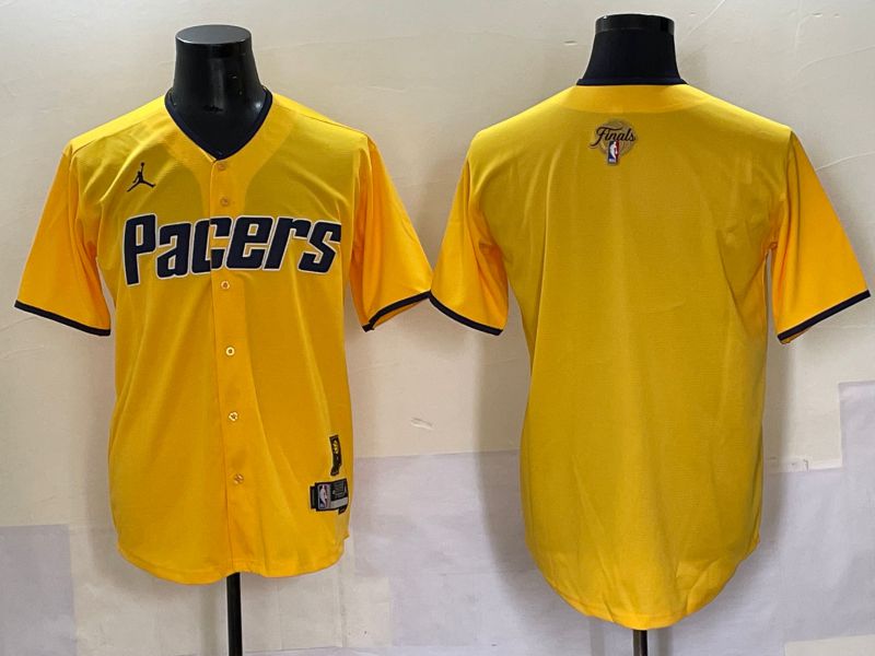 Men 2025 Indiana Pacers Blank Yellow Joint Name NBA Jersey style 10->indiana pacers->NBA Jersey